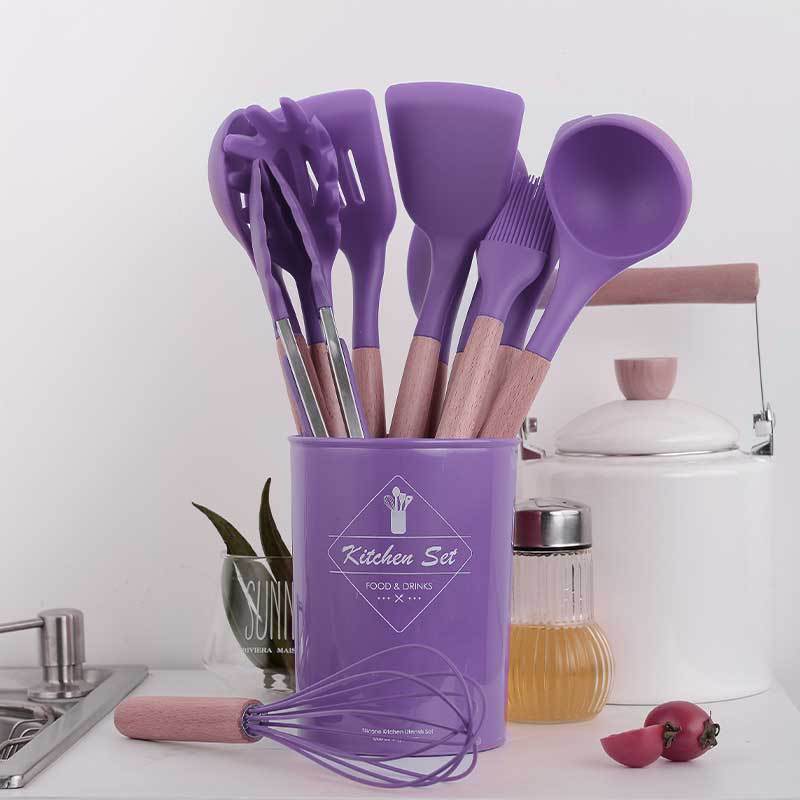 Purple Cook and Serve Melamine Utensils, 12-Pcs Set